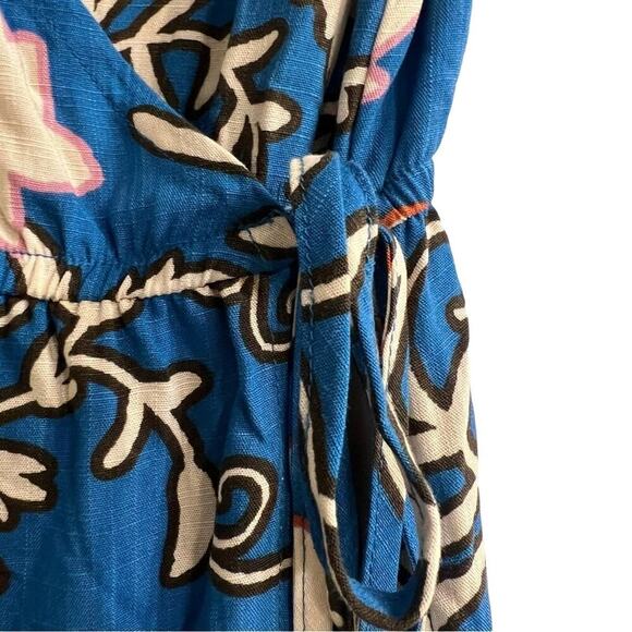 Knox Rose Blue Floral Print Short Sleeve Wrap Dress- Size XS - Picture 6 of 13